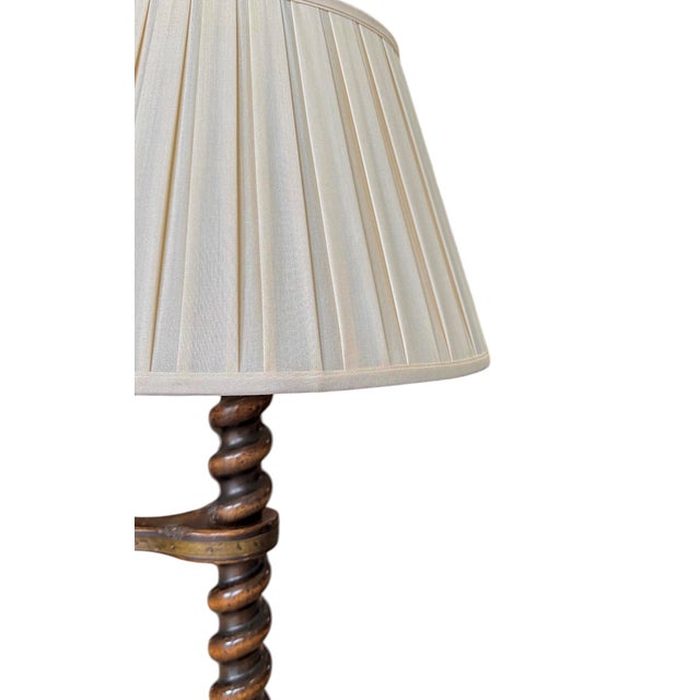 Frederick Cooper Mid 20th Century Wooden Barley Twist Table Lamp With Wax Candle Arm in the English Tradition by Frederick Cooper For Sale - Image 4 of 4