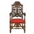 Early 20th Century Antique Pair of Carved Walnut Jacobean Revival Throne Chairs With Red Leather Seats For Sale - Image 5 of 16