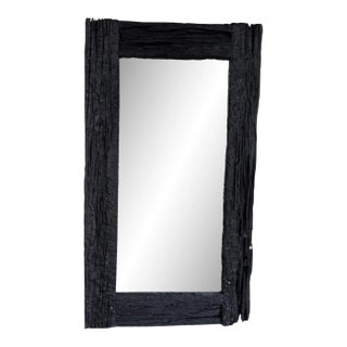 Andrianna Shamaris Charred Iron Wood Frame Mirror For Sale