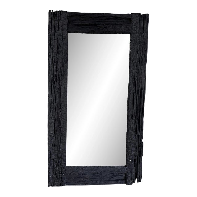 Andrianna Shamaris Charred Iron Wood Frame Mirror For Sale