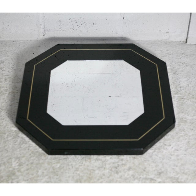 1970s Black Lacquered Wood & Brass Edging Octagonal , 1970s For Sale - Image 5 of 12