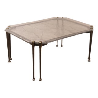 Brutalist Wrought Bronze Coffee Table with Lead Crystal Glass Top by Lothar Klute, 2005 For Sale
