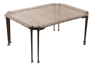Brutalist Wrought Bronze Coffee Table with Lead Crystal Glass Top by Lothar Klute, 2005