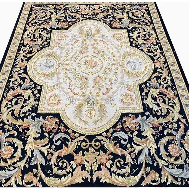 1990s Handwoven French Style Aubusson Area Rug 9’0″ X 12’5″ For Sale - Image 10 of 13