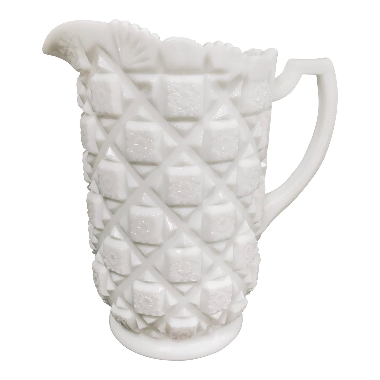 Vintage Westmoreland Milk Glass Embossed Pitcher “old Quilt” Chairish