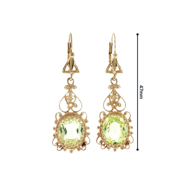 Mid-Century Victorian Revival Lab Grown Sapphire Drop Earrings For Sale - Image 4 of 5