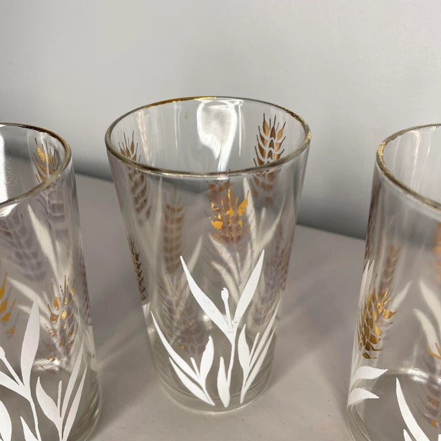 Vintage Golden Wheat Glass Tumblers- Set of 8 For Sale - Image 11 of 12