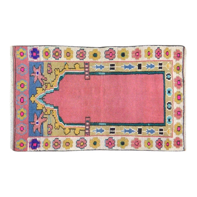 Vintage Turkish Anatolian Hand Knotted Wool Rug, 2'2''x3'7'' For Sale