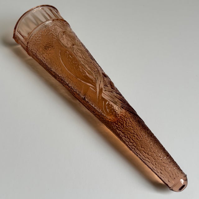 Glass Circa 1930 Depression Glass "Woodpecker" Wall Pocket Vase For Sale - Image 7 of 16