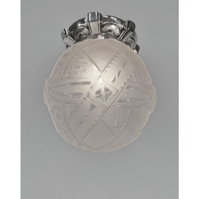 Metal 1930s French Art Deco Flush Mount by Muller Freres France - 2 Available For Sale - Image 7 of 12