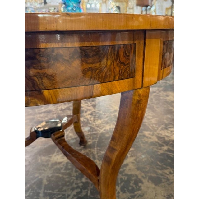 19th Century 19th Century Walnut Biedermeier Center Table For Sale - Image 5 of 6