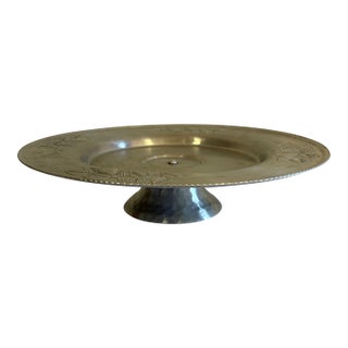 Vintage Everlast Hand-Wrought Aluminum Pedestal Lazy Susan For Sale