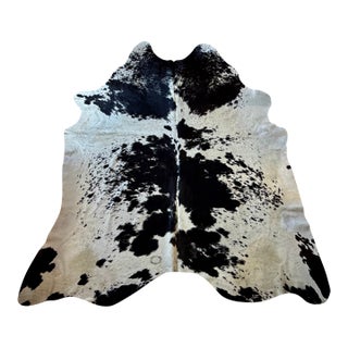 Natural Brazilian Extra Large Black & White Cowhide. 90" X 100" For Sale