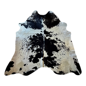 Natural Brazilian Extra Large Black & White Cowhide. 90" X 100"