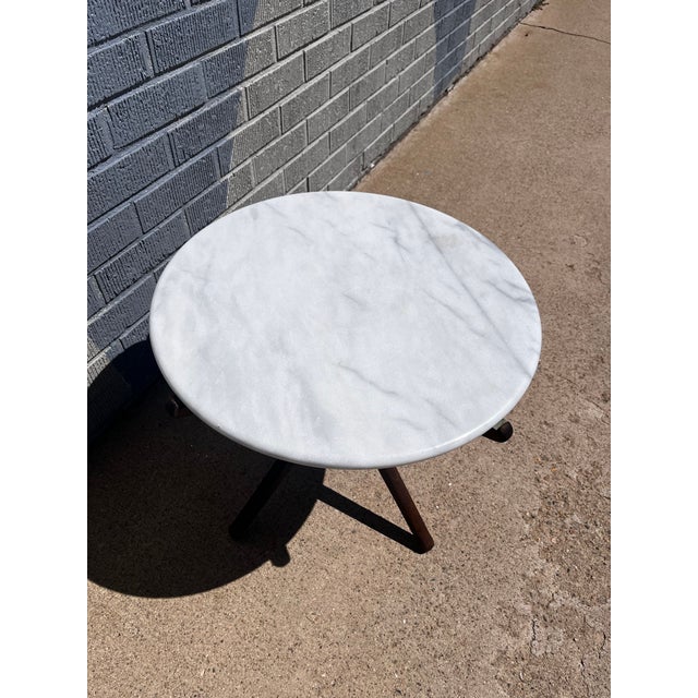 Mid-Century Modern Ico Parisi Style Mid-Century Modern “Jax” Side Table With White Marble Top For Sale - Image 3 of 9