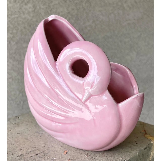 Circa 1970 Art Deco-Inspired Pink Porcelain Sleeping Swan Cachepot / Planter For Sale In Austin - Image 6 of 13