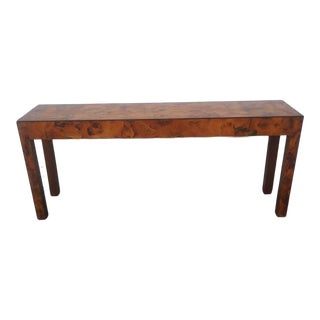 Vintage Italian Burl Wood Console Table For Sale