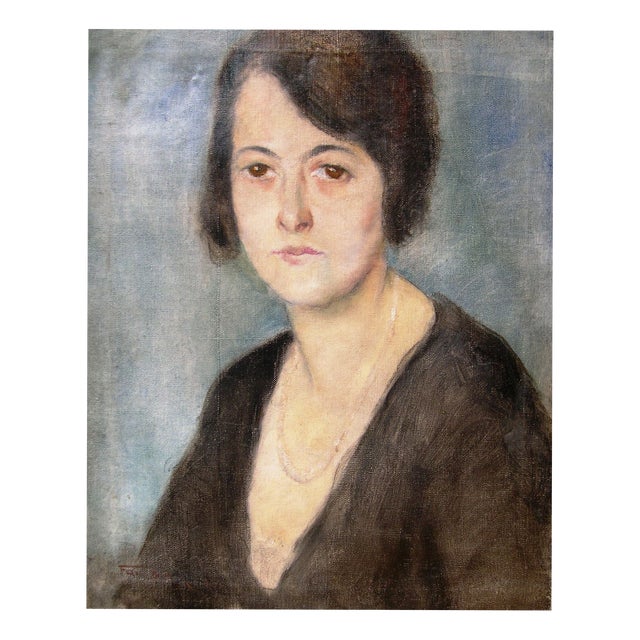 Pal Fried, Portrait of a Young Woman, 1933, Oil on Canvas, Framed For Sale
