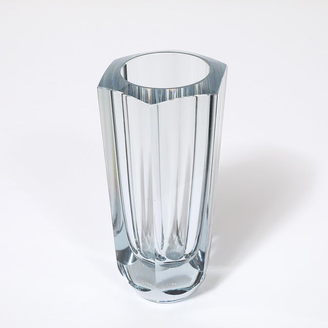 Glass Mid-Century Modernist Strombergshyttan Swedish Faceted Crystal Vase For Sale - Image 7 of 13