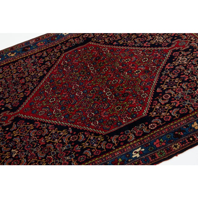 1900s Antique Red Persian Bidjar Wool Rug With Allover Design For Sale - Image 9 of 9