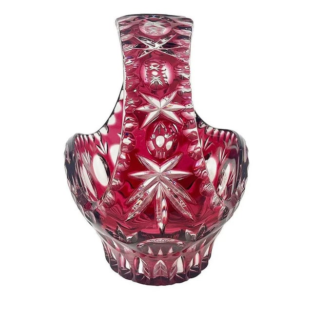 Gold German Crystal Vase and Basket, 1960s, Set of 2 For Sale - Image 8 of 9