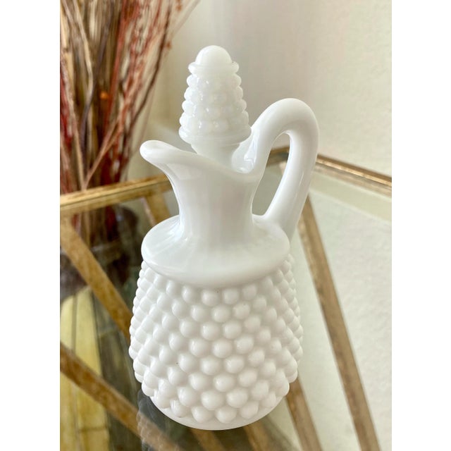 Westmoreland Glass Mid 20th-Century, Pattern #77 American Hobnail Milk Glass Cruet For Sale - Image 12 of 13