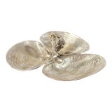 Vintage Sterling Silver Triple Clam Shell Serving Dish by Wallace For Sale