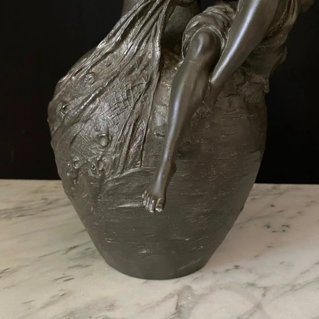 Auguste Moreau Auguste Moreau Signed French Art Nouveau Sculptural Vases -A Pair For Sale - Image 4 of 13