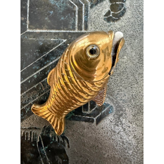 1890's Brass Fish Match Safe With Onyx Eye For Sale - Image 4 of 9