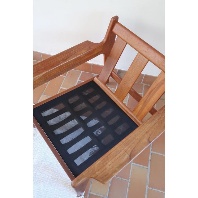 Beige Scandinavian Teak Lounge Chair with Slatted Back, 1960s For Sale - Image 8 of 12