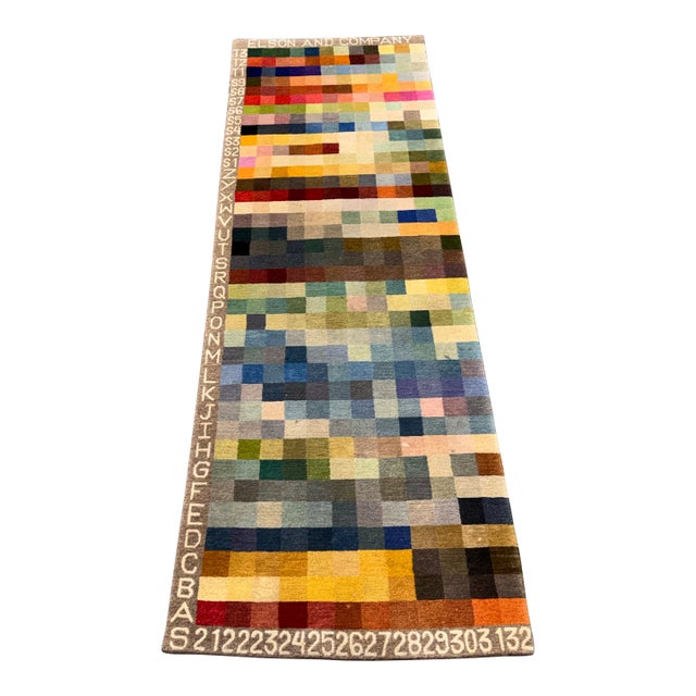2ft 2in × 6ft 8in Elson & Company Color Chart Runner Rug For Sale