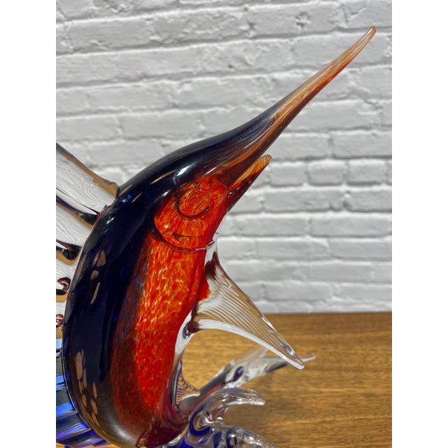 Vintage Hand Blown Murano Glass Marlin Sculpture For Sale - Image 10 of 10
