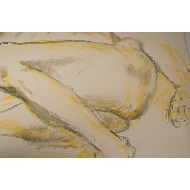 2000 - 2009 Unknown, Depicting a Man Lying Down, 20th Century, Watercolour on Paper For Sale - Image 5 of 6