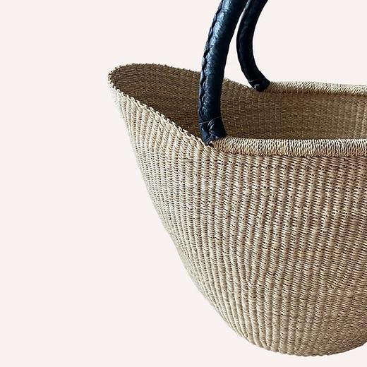 Art Deco Bolga Boho Gift U Shopper Basket – All Natural For Sale - Image 3 of 3