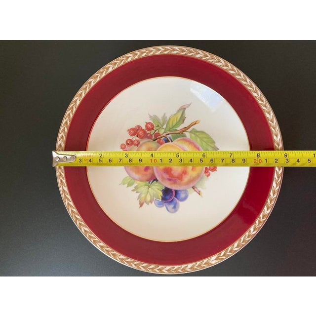 Early 20th Century Crown Ducal Red Burgundy and Gold Border Fruit Decorated Porcelain Plates- Set of 6 For Sale - Image 14 of 18