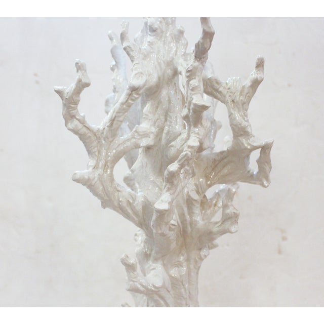 Ceramic Mid-20th Century Italian Ceramic Faux Bois Blanc De Chine Glazed Lamp For Sale - Image 7 of 9