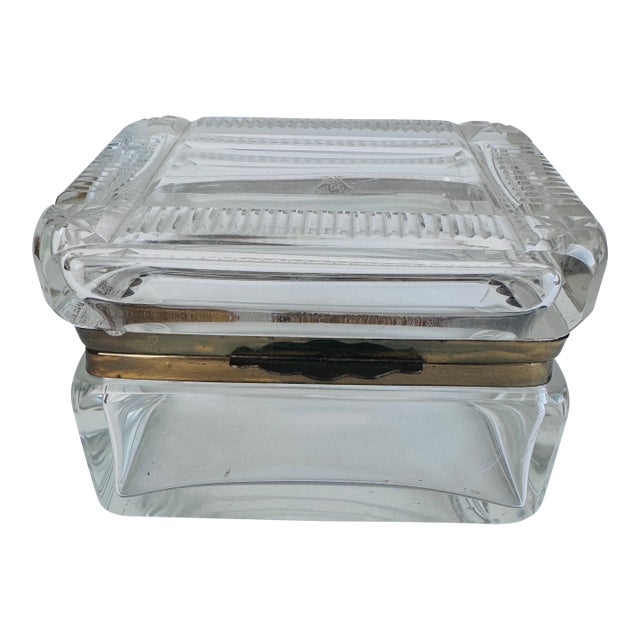 19th Century French Glass Casket Trinket Box For Sale