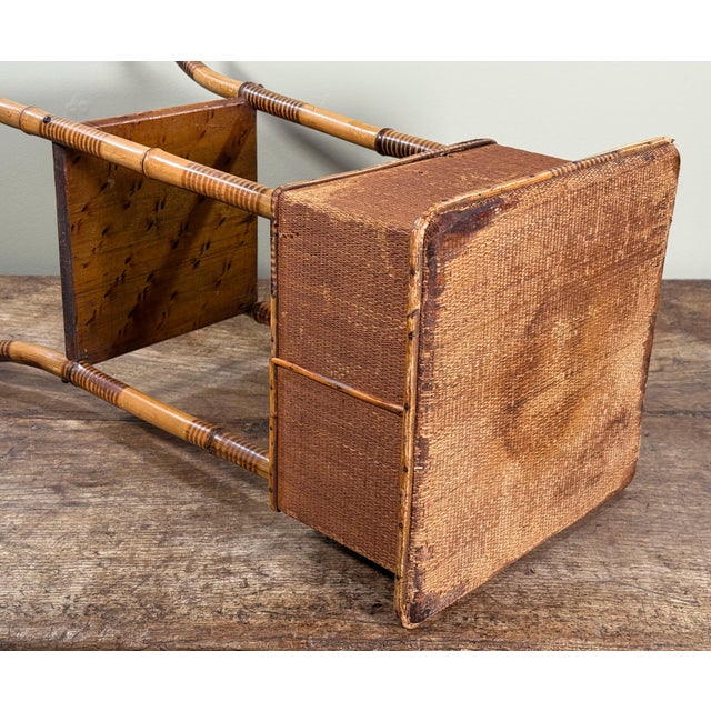 Antique Bamboo Sewing or Storage Stand With Lift Top Woven Case For Sale - Image 11 of 11