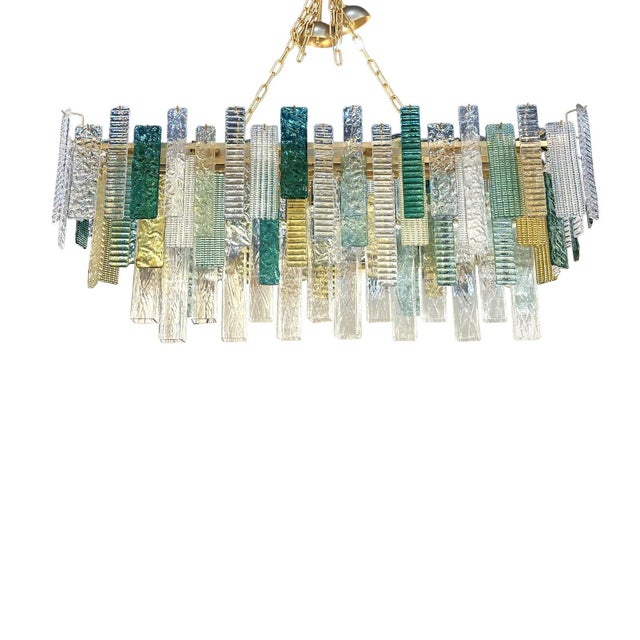 Monumental Rectangular Strip Listelli Murano Glass Chandelier by Simoeng For Sale - Image 15 of 15