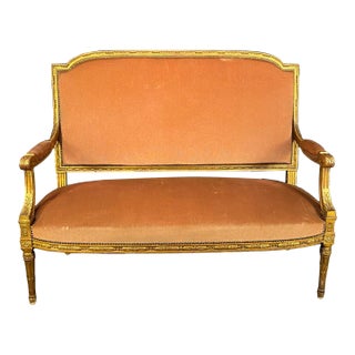 Antique French Louis XVI Sofa From 19th Century Parlor Set For Sale