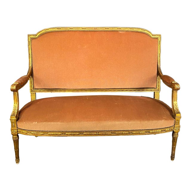 Antique French Louis XVI Sofa From 19th Century Parlor Set For Sale