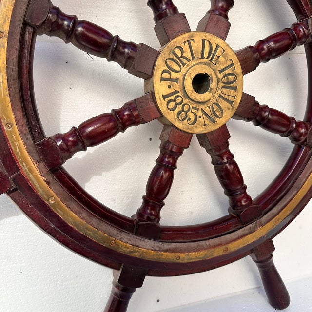 Brown Antique Napoleon III Ships Wheel, 1885 For Sale - Image 8 of 18