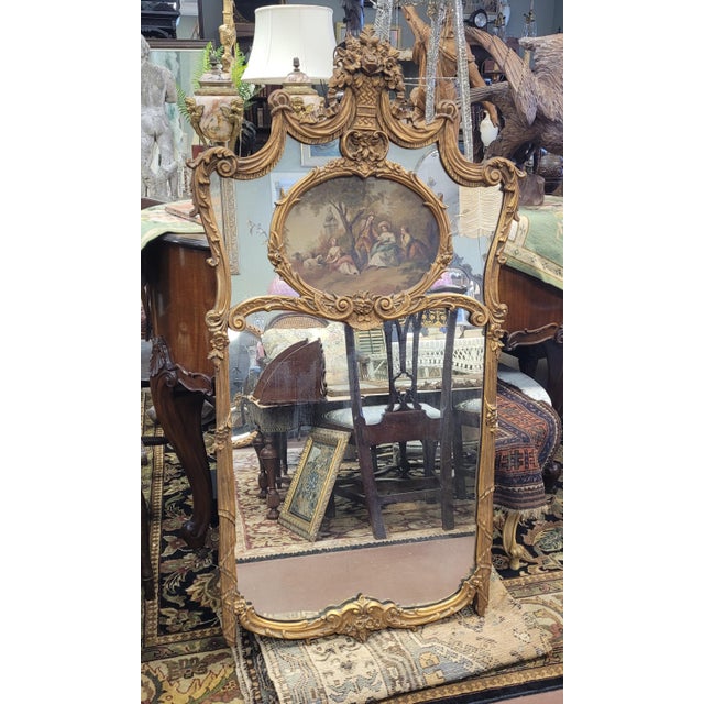 Beautiful Antique French Rococo Trumeau Mirror For Sale - Image 13 of 16