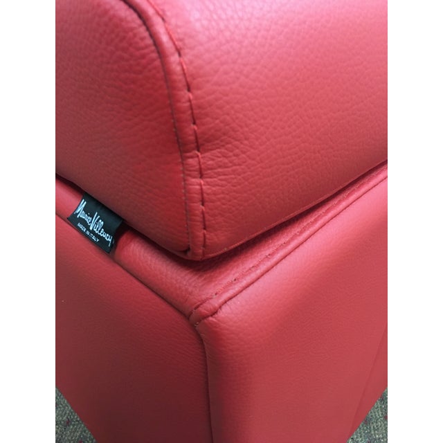 Contemporary Natuzzi for Maurice Villency Red Leather Couch Made in Italy For Sale - Image 3 of 7