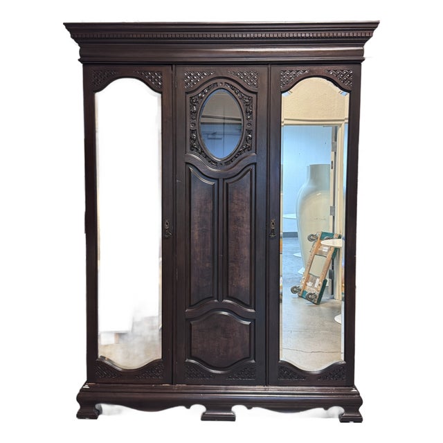 Antique Modular Double Mirror Wardrobe For Sale