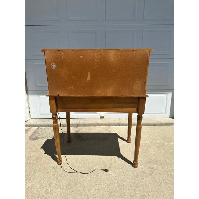 1974 Athens Table Company Roll-Top Writing Desk, Model 799r – Solid Wood With Original Lamp For Sale - Image 11 of 11