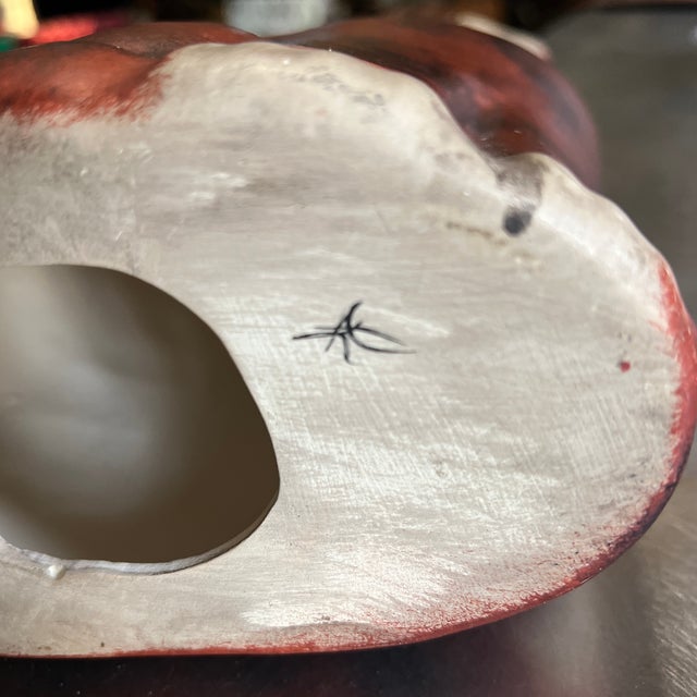 Brown Vintage Ceramic Painted Cat Sculpture, Signed For Sale - Image 8 of 10