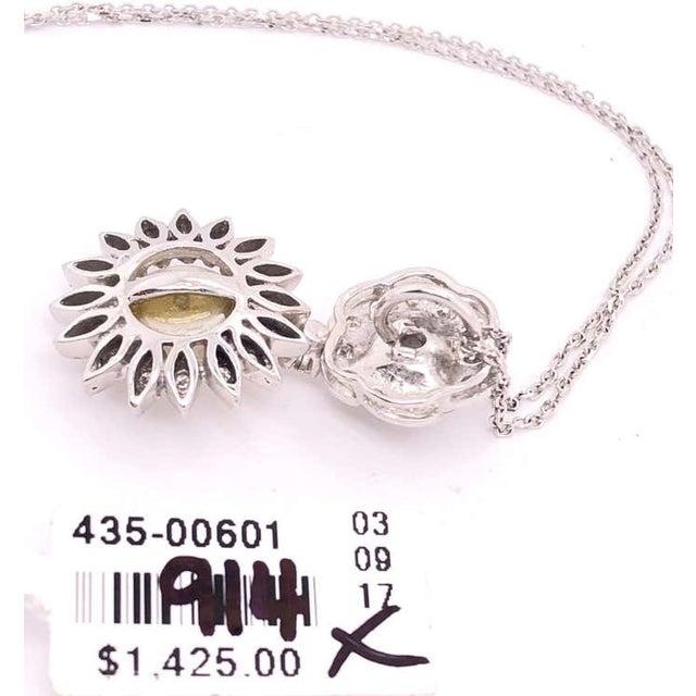 14 Karat White Gold Necklace With Diamond and Cultured Pearl Pendant For Sale - Image 4 of 7