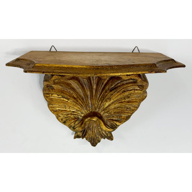 Hollywood Regency Vintage Italian Giltwood Grotto Shell Wall Shelf For Sale - Image 3 of 6
