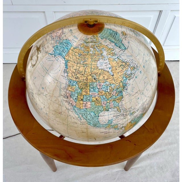 Mid-Century Modern MCM Replogle "Finley" Heirloom Touch Illuminated Floor Globe For Sale - Image 3 of 11